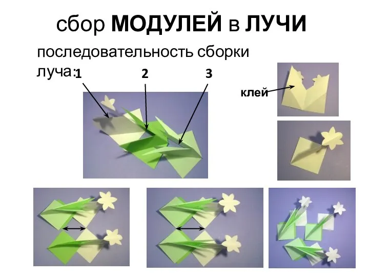 сбор МОДУЛЕЙ в ЛУЧИ последовательность сборки луча: 3 2 1