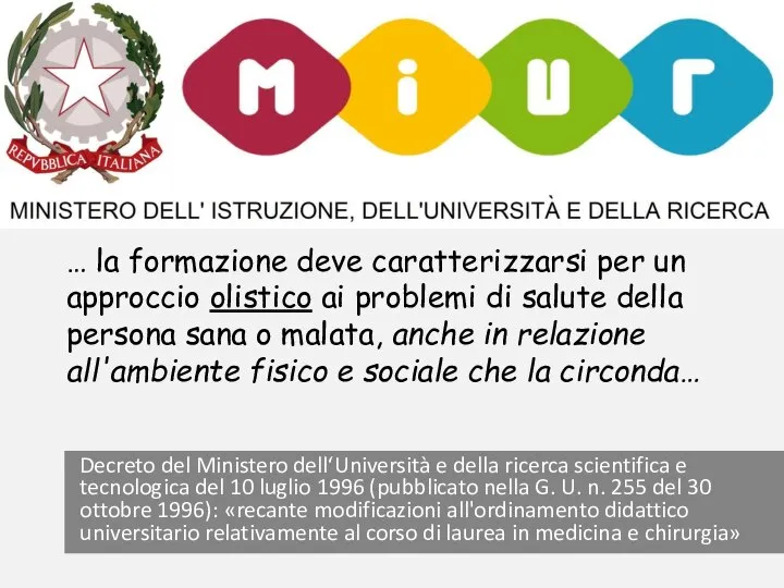 Decreto del Ministero dell‘Università e della ricerca scientifica e tecnologica del 10