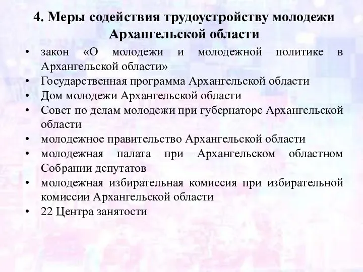 закон «О молодежи и молодежной политике в Архангельской области» Государственная программа Архангельской