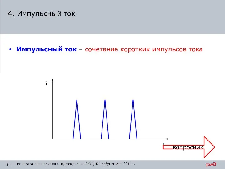 Импульсный ток – сочетание коротких импульсов тока 4. Импульсный ток вопросник Преподаватель