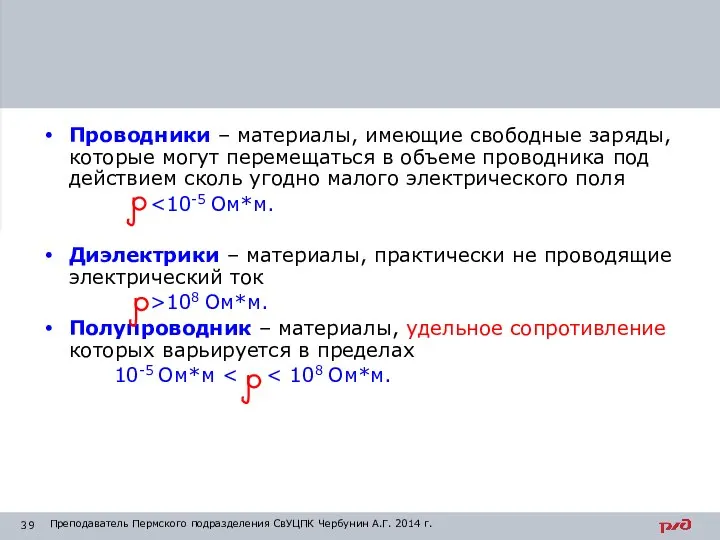 Проводники – материалы, имеющие свободные заряды, которые могут перемещаться в объеме проводника