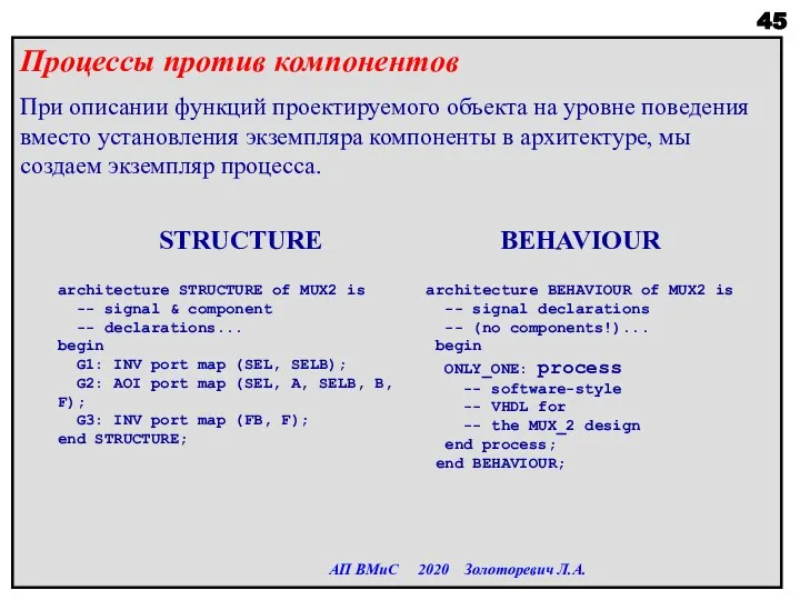 Процессы против компонентов При описании функций проектируемого объекта на уровне поведения вместо