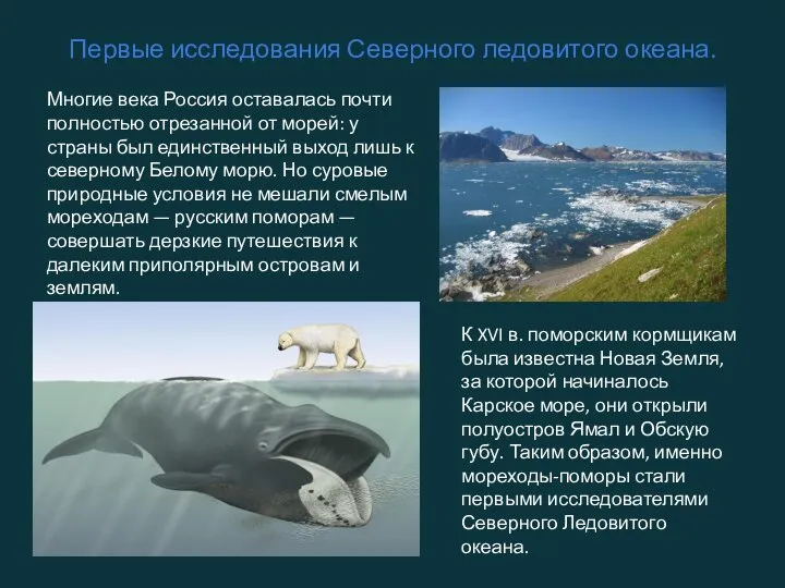 Первые исследования Северного ледовитого океана. Многие века Россия оставалась почти полностью отрезанной