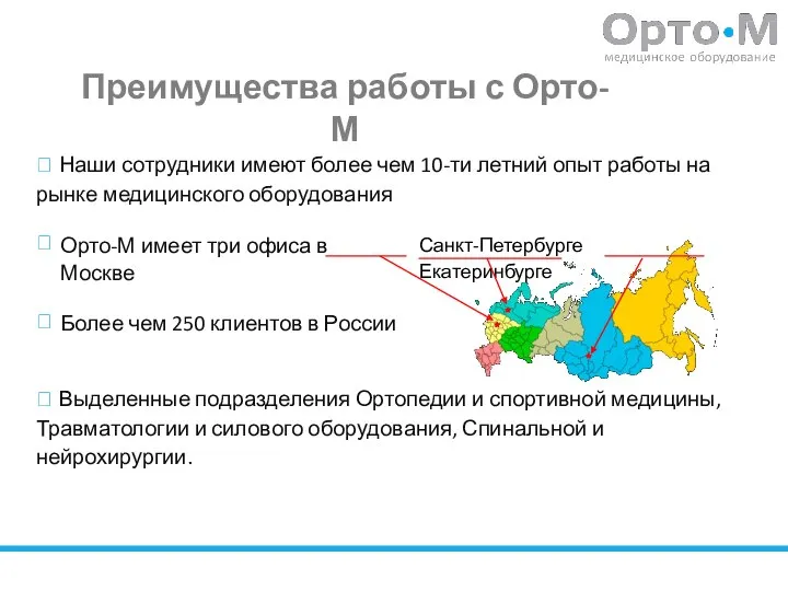 Санкт-Петербурге Екатеринбурге Преимущества работы с Орто-М  Наши сотрудники имеют более чем