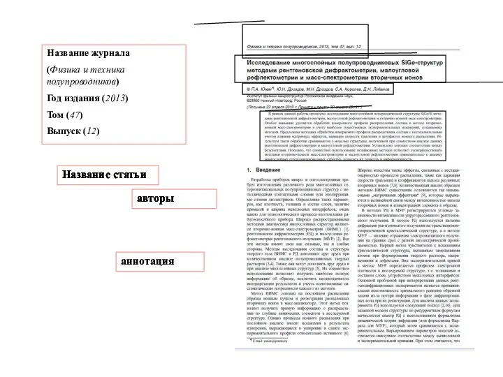 Название журнала (Физика и техника полупроводников) Год издания (2013) Том (47) Выпуск
