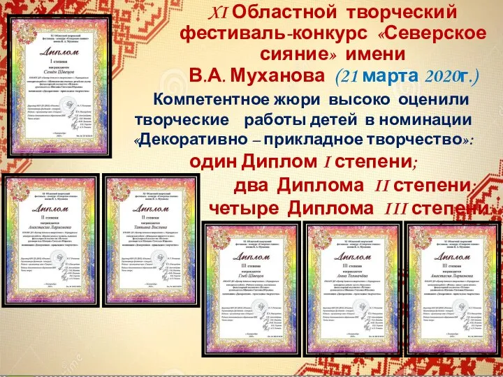 XI Областной творческий фестиваль-конкурс «Северское сияние» имени В.А. Муханова (21 марта 2020г.)