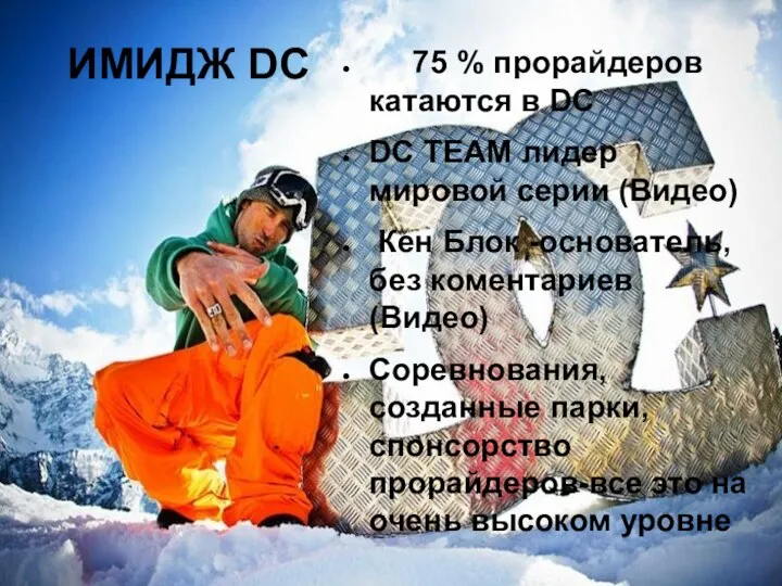 ИМИДЖ DC 75 % прорайдеров катаются в DC DC TEAM лидер мировой