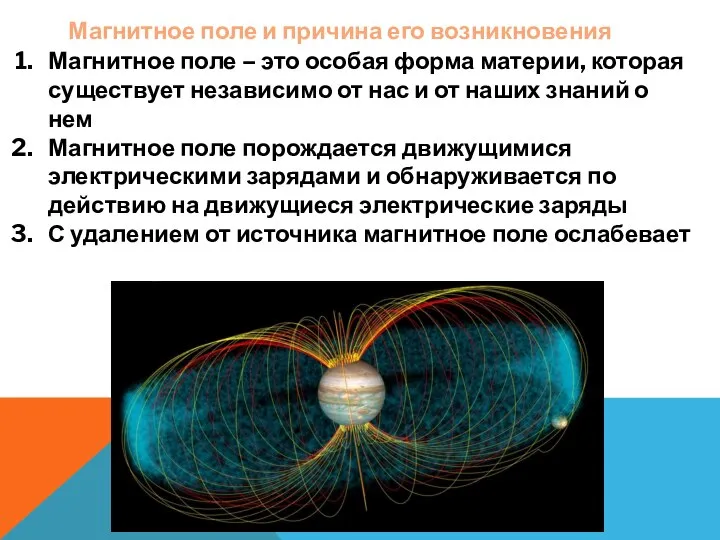 Магнитное поле и причина его возникновения Магнитное поле – это особая форма