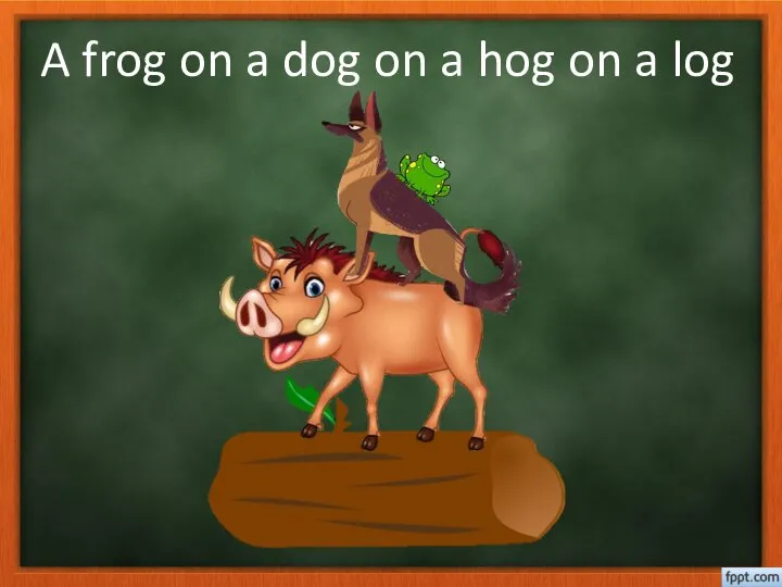 A frog on a dog on a hog on a log