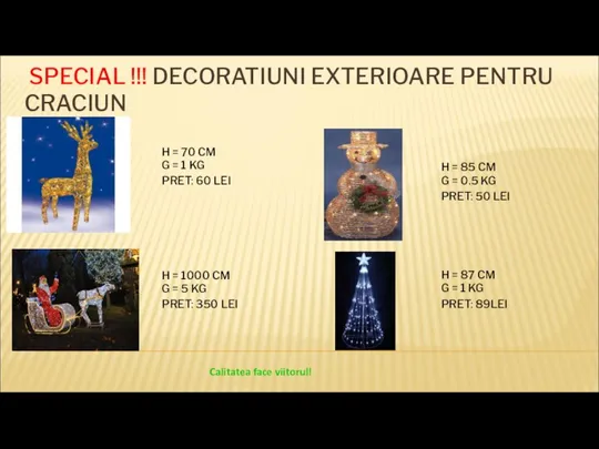 SPECIAL !!! DECORATIUNI EXTERIOARE PENTRU CRACIUN H = 70 CM G =