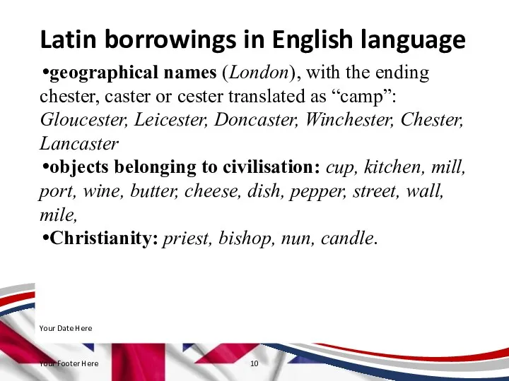 Latin borrowings in English language geographical names (London), with the ending chester,