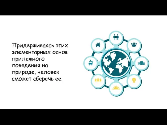 Придерживаясь этих элементарных основ прилежного поведения на природе, человек сможет сберечь ее.