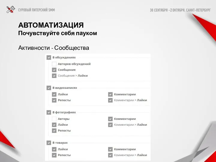 АВТОМАТИЗАЦИЯ Почувствуйте себя пауком Активности - Сообщества