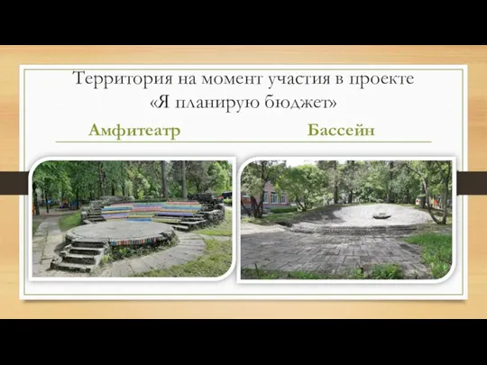 Территория на момент участия в проекте «Я планирую бюджет» Амфитеатр Бассейн