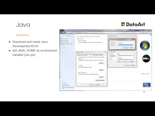 Java Download and install Java Development Kit 8+ Set JAVA_HOME as environment variable (see pic).