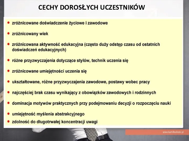 CECHY DOROSŁYCH UCZESTNIKÓW