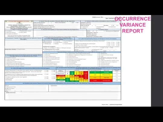 OCCURRENCE VARIANCE REPORT