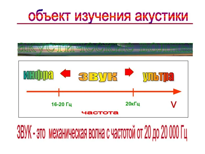 акустические волны 16-20 Гц 20кГц звук инфра ультра частота объект изучения акустики