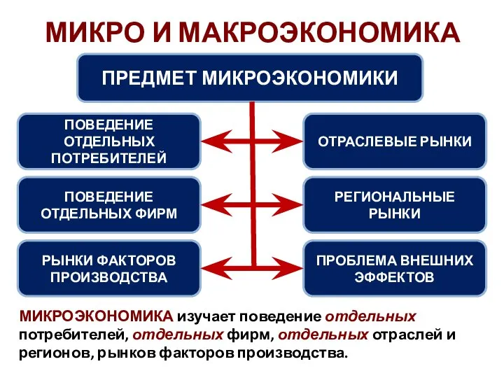 МИКРО И МАКРОЭКОНОМИКА ПРЕДМЕТ МИКРОЭКОНОМИКИ ПОВЕДЕНИЕ ОТДЕЛЬНЫХ ПОТРЕБИТЕЛЕЙ ПОВЕДЕНИЕ ОТДЕЛЬНЫХ ФИРМ РЫНКИ