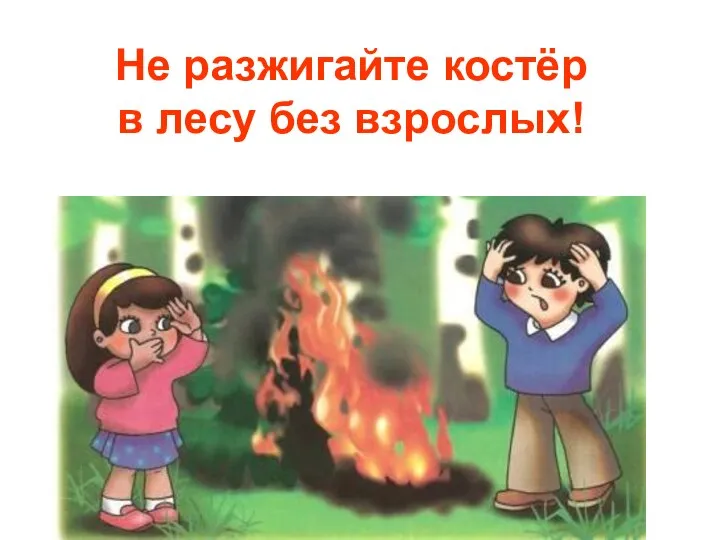 Не разжигайте костёр в лесу без взрослых!