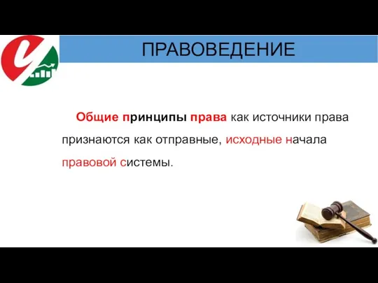 Общие принципы права как источники права признаются как отправные, исходные начала правовой системы.