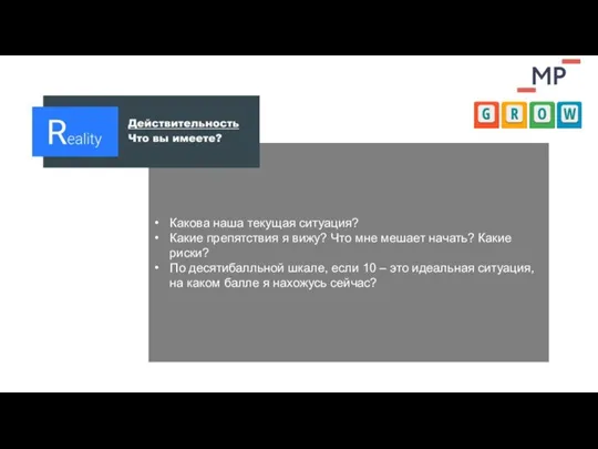 Какова наша текущая ситуация? Какие препятствия я вижу? Что мне мешает начать?