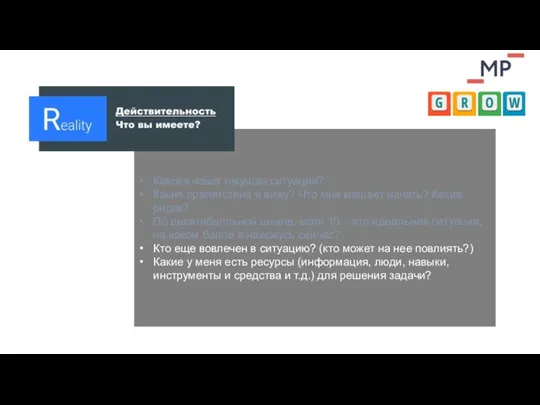 Какова наша текущая ситуация? Какие препятствия я вижу? Что мне мешает начать?