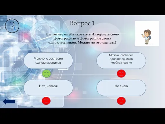 Вопрос 1 Вы хотите опубликовать в Интернете свою фотографию и фотографии своих