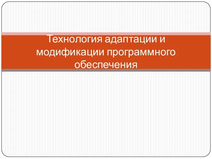 Технология адаптации и модификации программного обеспечения