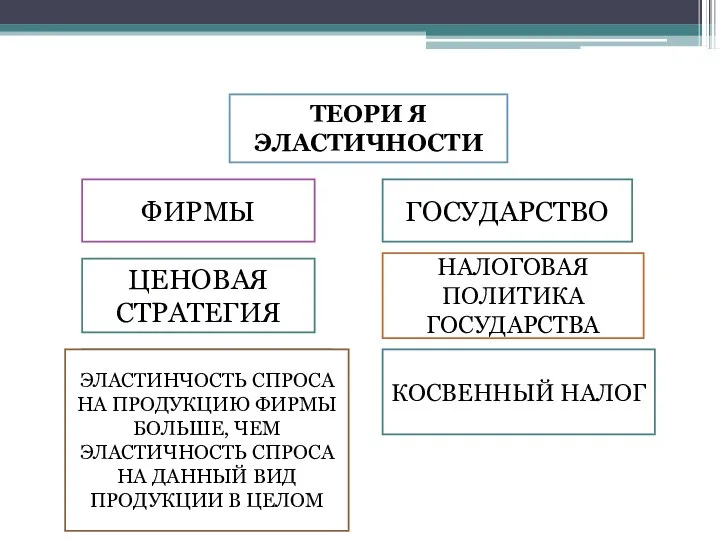 ТЕОРИ Я ЭЛАСТИЧНОСТИ ФИРМЫ ГОСУДАРСТВО ЦЕНОВАЯ СТРАТЕГИЯ ЭЛАСТИЧНОСТЬ СПРОСА НА ПРОДУКЦИЮ ФИРМЫ