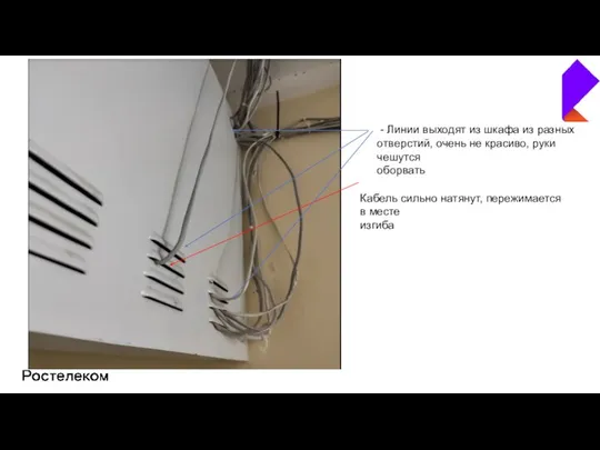 - Линии выходят из шкафа из разных отверстий, очень не красиво, руки