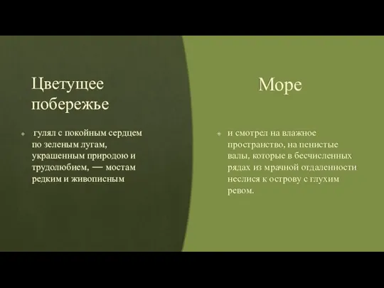 Цветущее побережье и смотрел на влажное пространство, на пенистые валы, которые в