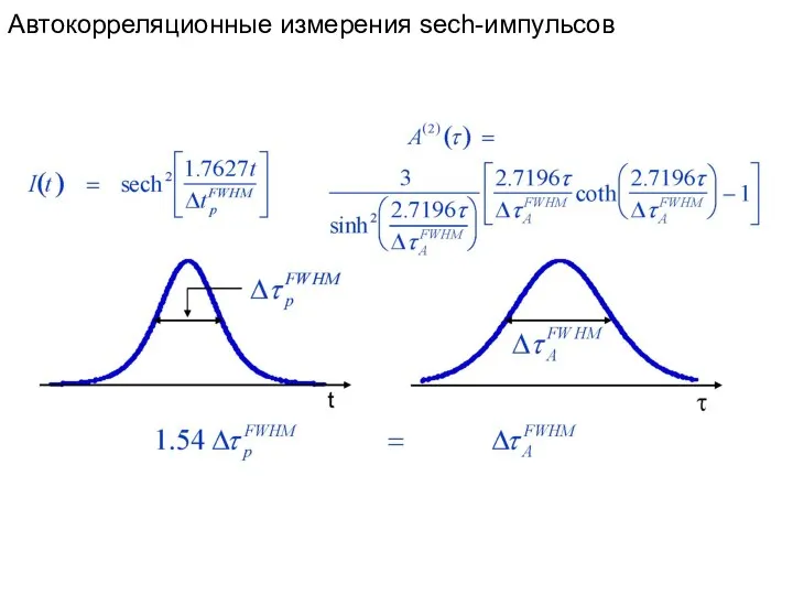 Автокорреляционные измерения sech-импульсов