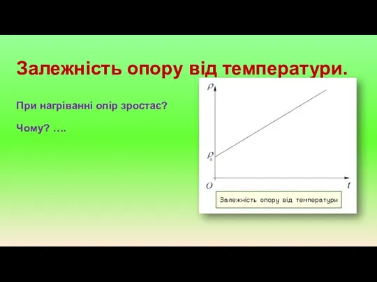 Залежність опору від температури. При нагріванні опір зростає? Чому? ….