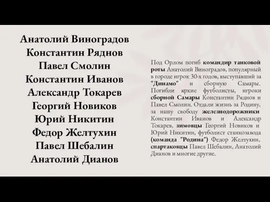 Анатолий Виноградов Константин Ряднов Павел Смолин Константин Иванов Александр Токарев Георгий Новиков