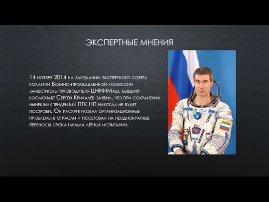 ЭКСПЕРТНЫЕ МНЕНИЯ 14 ноября 2014 на заседании экспертного совета коллегии Военно-промышленной комиссии