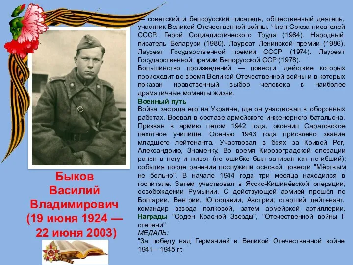 Быков Василий Владимирович (19 июня 1924 — 22 июня 2003) — советский