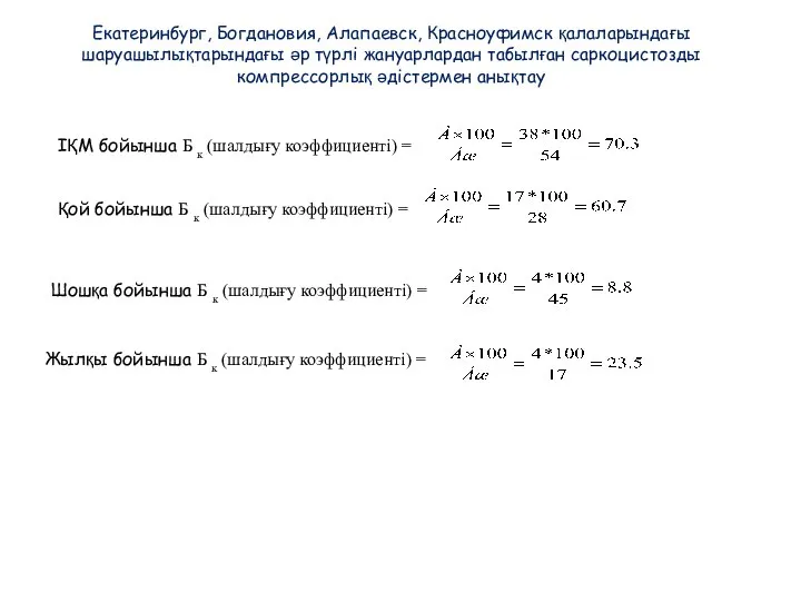 ІҚМ бойынша Б к (шалдығу коэффициенті) = Қой бойынша Б к (шалдығу