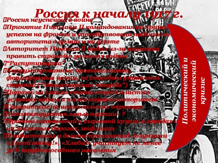Россия к началу 1917 г. Политический и экономический кризис Россия неуспешна в