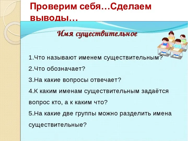 Проверим себя…Сделаем выводы…