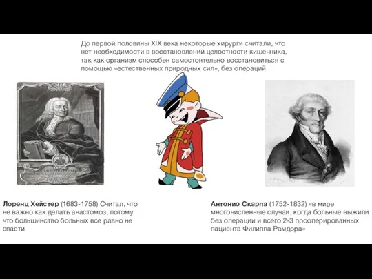 Лоренц Хейстер (1683-1758) Считал, что не важно как делать анастомоз, потому что