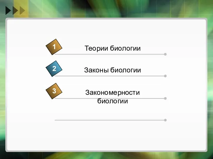 Теории биологии 1 Законы биологии 2 Закономерности биологии 3