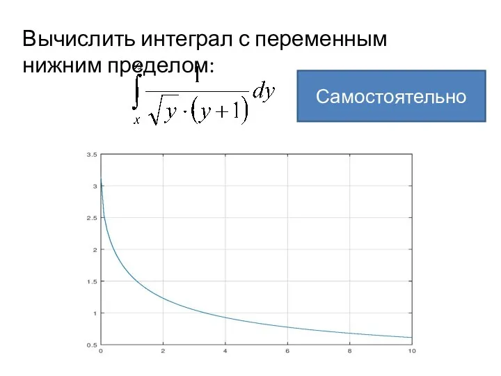 Вычислить интеграл с переменным нижним пределом: Самостоятельно