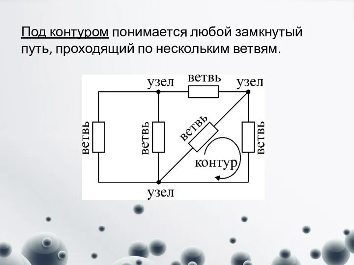 Под контуром понимается любой замкнутый путь, проходящий по нескольким ветвям.