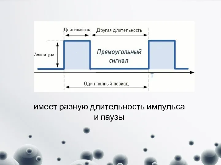 имеет разную длительность импульса и паузы