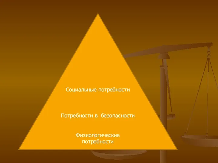 Социальные потребности Потребности в безопасности Физиологические потребности