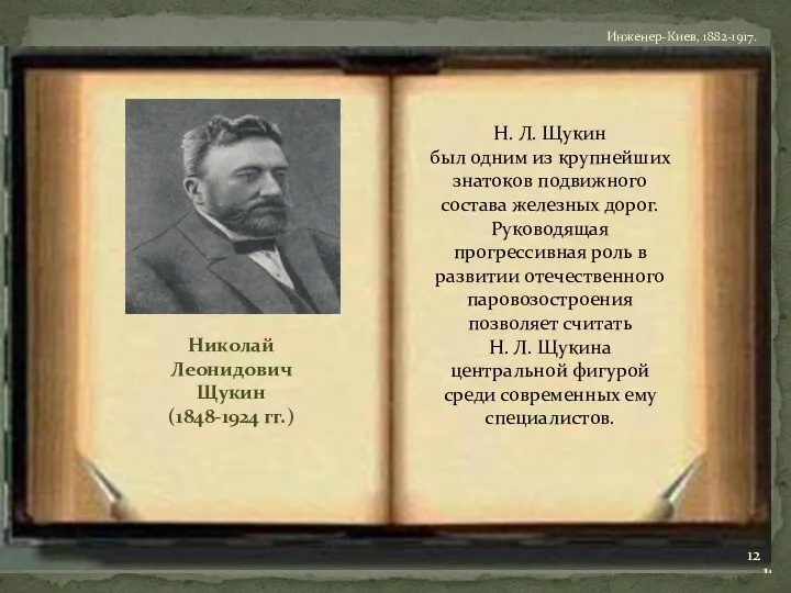 Николай Леонидович Щукин (1848-1924 гг.) Н. Л. Щукин был одним из крупнейших