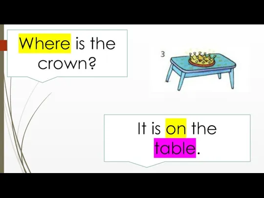 Where is the crown? It is on the table.