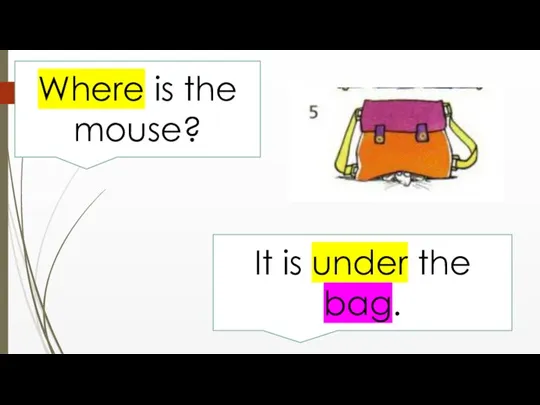 Where is the mouse? It is under the bag.