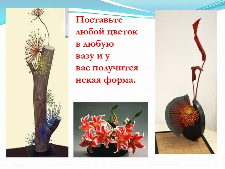 Поставьте любой цветок в любую вазу и у вас получится некая форма.